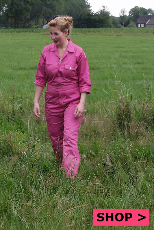 Blauwe Overalls met geborduurde naam + print volwassenen