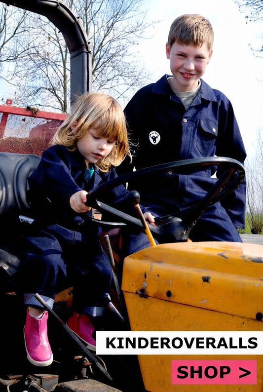 Jeansoverall Kinderoveralls met geborduurde naam + print
