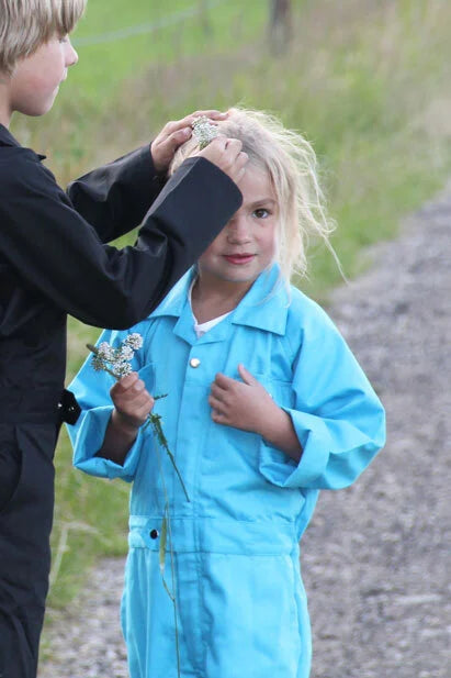 Blauwe Kinderoveralls met geborduurde naam
